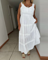 Lace patchwork suspender dress