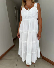 Lace patchwork suspender dress