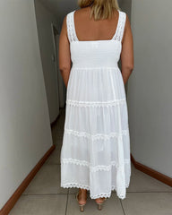 Lace patchwork suspender dress