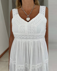 Lace patchwork suspender dress