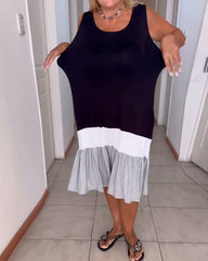 Colorblocked Sleeveless Round Neck Dress