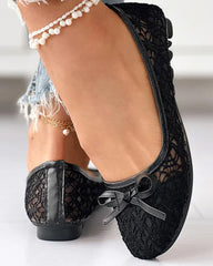 Flat round toe mesh hollow shoes