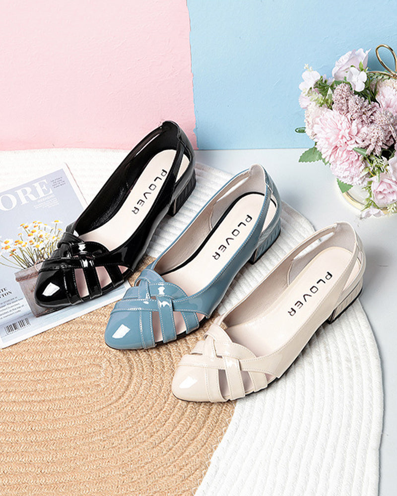 Cutout low heel flats
