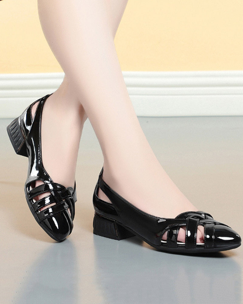 Cutout low heel flats