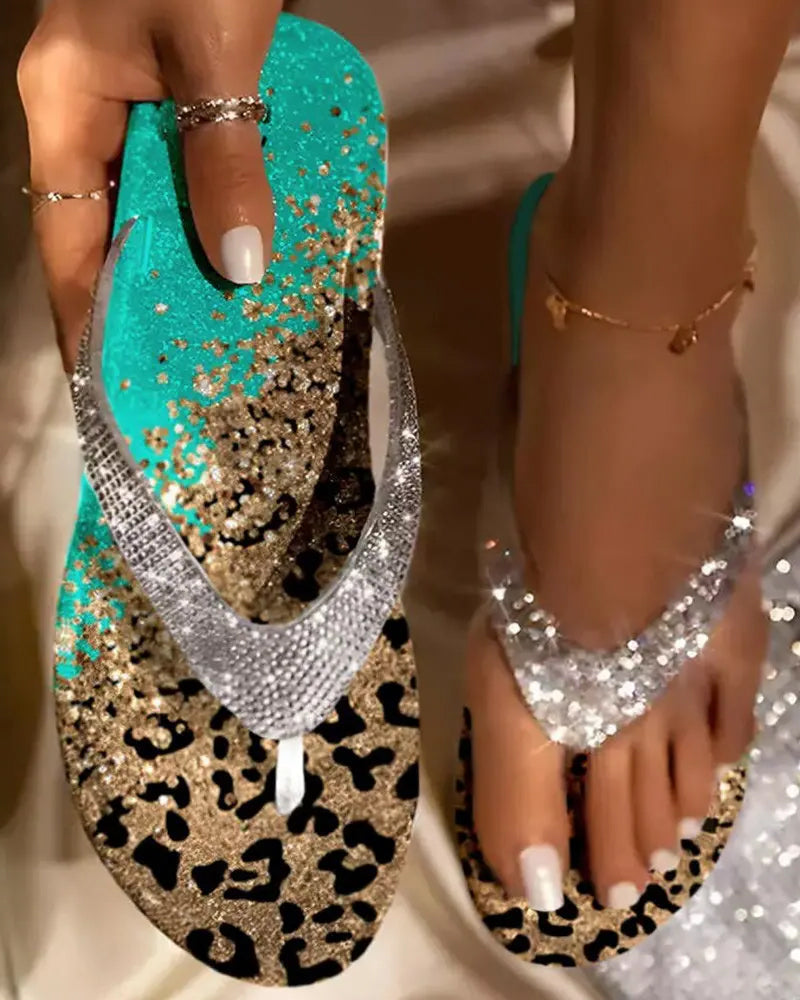 Rhinestone flat beach sandals
