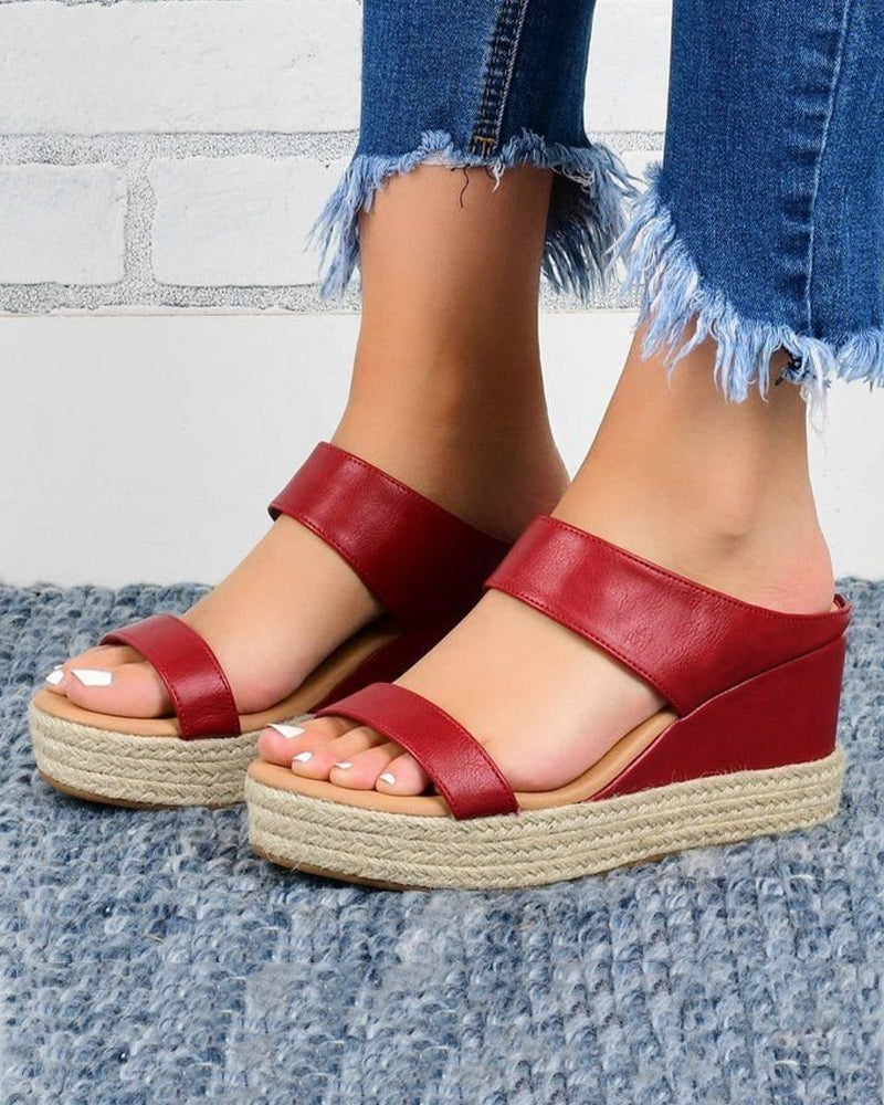 Vacation Straw Wedges Sandals