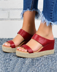 Vacation Straw Wedges Sandals