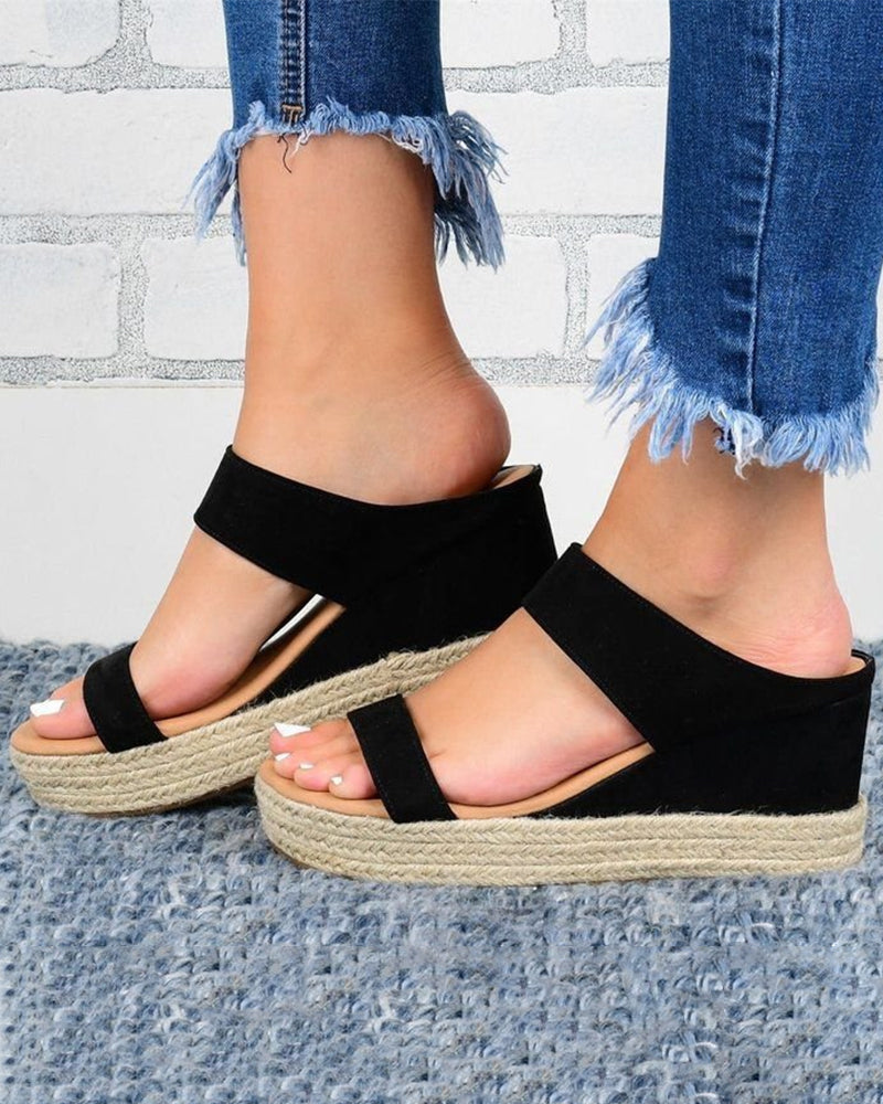 Vacation Straw Wedges Sandals