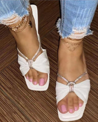 Solid color bowknot sandals