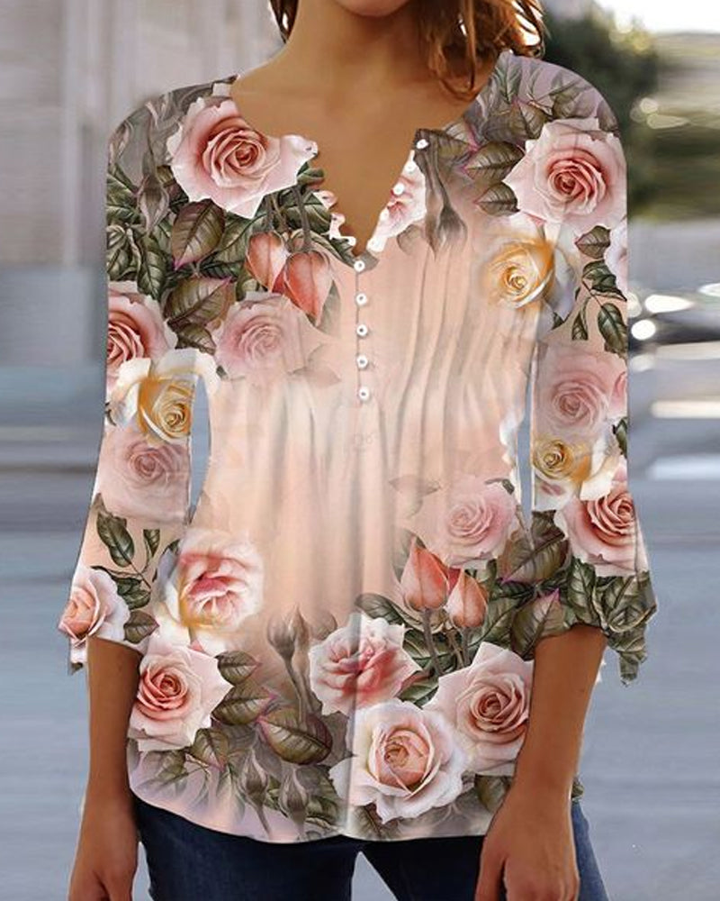 Floral Printed Pleated Top