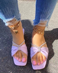 Solid color bowknot sandals