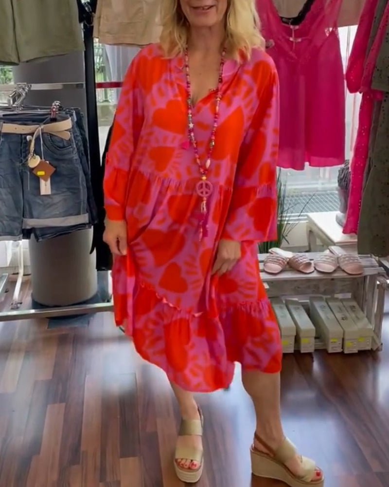 Loose patchwork printed dress
