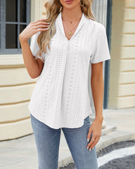 Lapel cutout short-sleeve top
