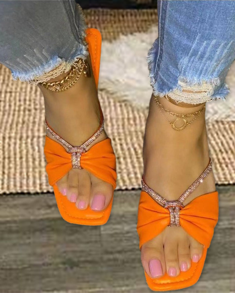 Solid color bowknot sandals