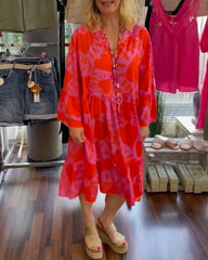 Loose patchwork printed dress