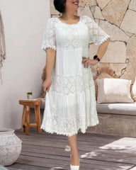 Loose mid-sleeve lace dress
